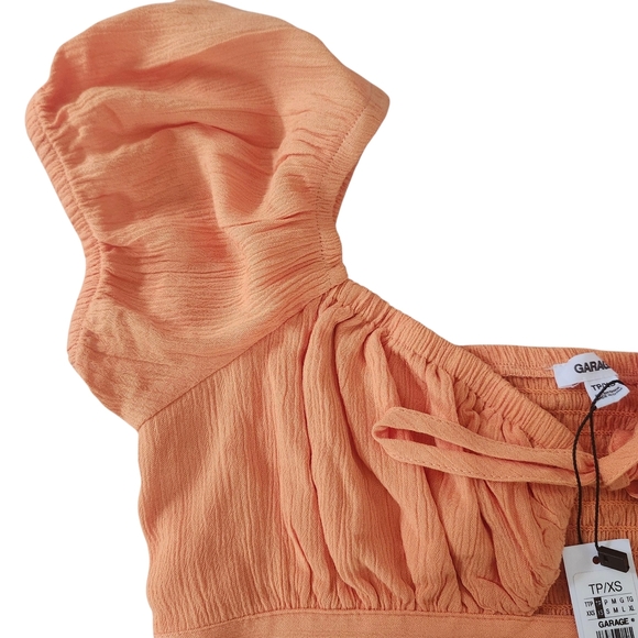 BNWT Garage XS Ava Tie Front Orange Short Sleeve Crop Top summer Sexy Y2k Casual - Picture 6 of 9